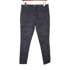 Express Legging Stretch Jeans 4R Womens Mid Rise Grey Camo Print Skinny Leg